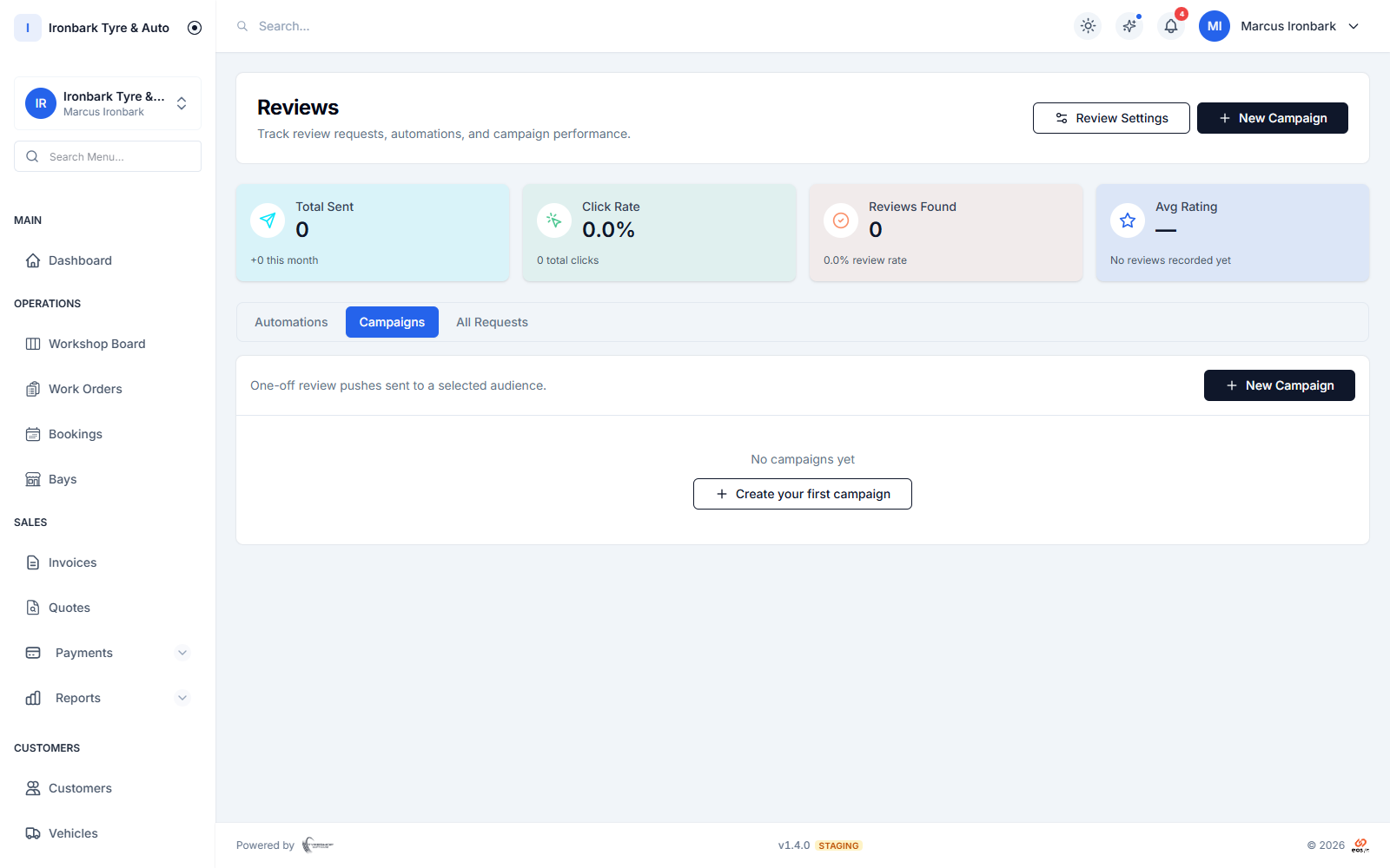 Review requests sent after completed workshop work